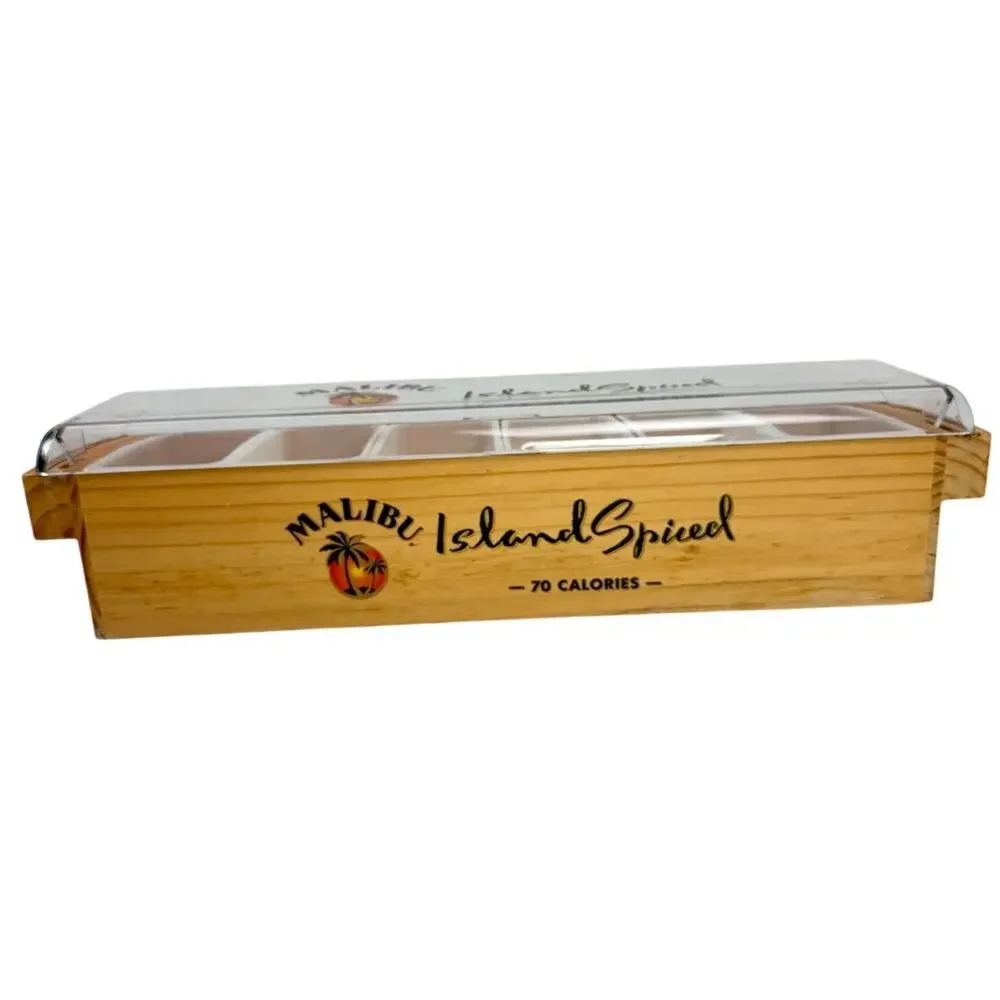 Malibu Island Spiced Rum Wooden Promotional Serving Box Plastic Trays 20